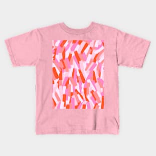 Orange and Pink Brushstrokes Pattern Kids T-Shirt